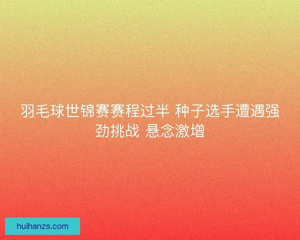 羽毛球世锦赛赛程过半 种子选手遭遇强劲挑战 悬念激增